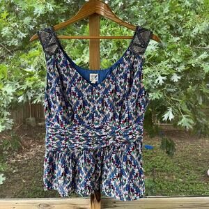 Anthropologie Edme & Esyllte Women's Silk Blue Sleeveless Top Size 8